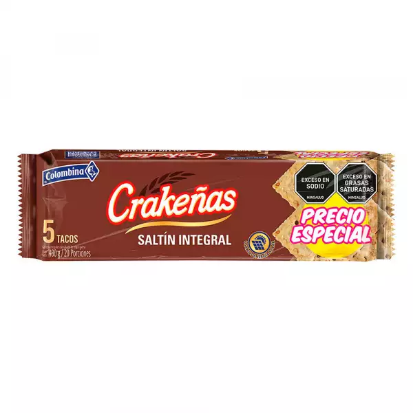 GALLETAS TACO CRAKEÑAS SALTÍN INTEGRAL X5U X480g PRECIO ESPECIAL