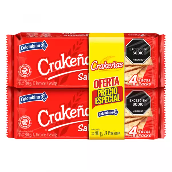 GALLETAS TACO CRAKEÑAS SALTÍN X4U X300g X2 PRECIO ESPECIAL