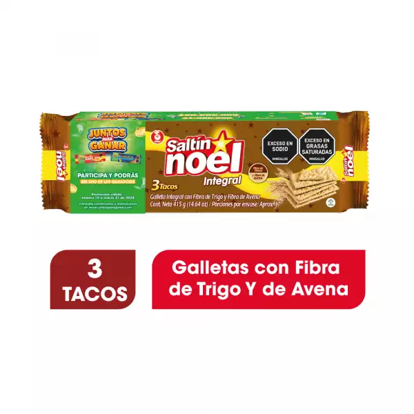 GALLETAS TACO SALTÍN NOEL INTEGRAL X3U X415g
