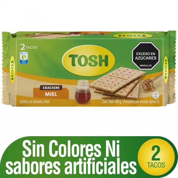 GALLETAS TACO TOSH MIEL X2U X418g