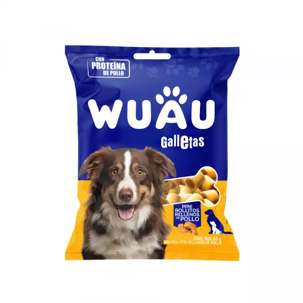 GALLETAS WUAU ROLLITOS POLLO X55g