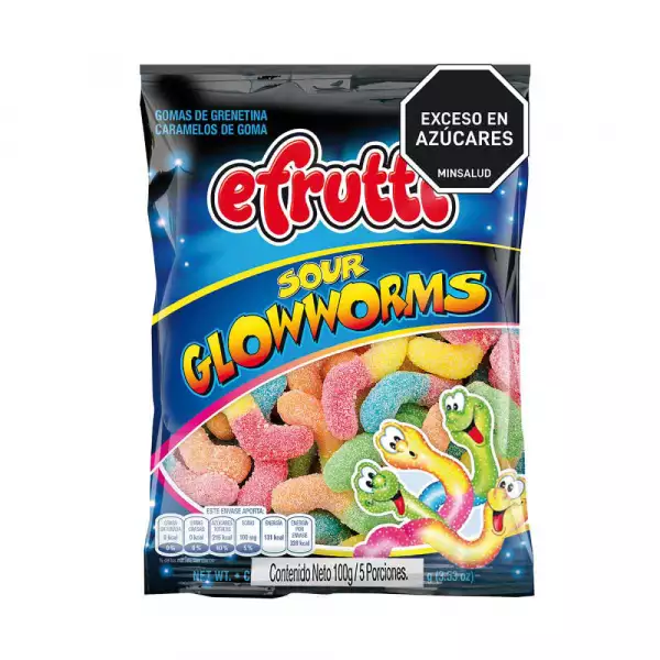 GOMAS SOUR GLOWWORMS E.FRUTT X100g