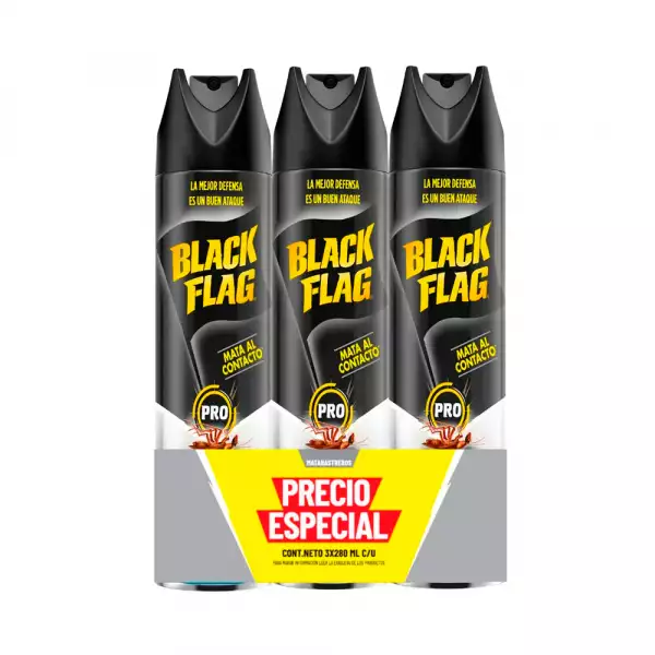 INSECTICIDA BLACK FLAG MATARASTREROS X3 X280ml