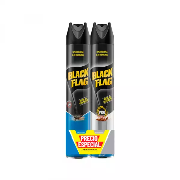 INSECTICIDA BLACK FLAG VOLADORES + RASTREROS X2 X400ml