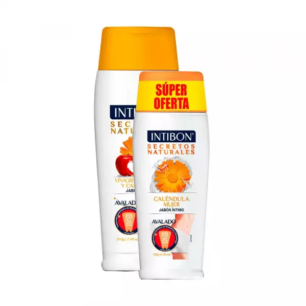 JABÓN ÍNTIMO INTIBON VINAGRE MANAZANA CALÉNDULA X210ml+120ml