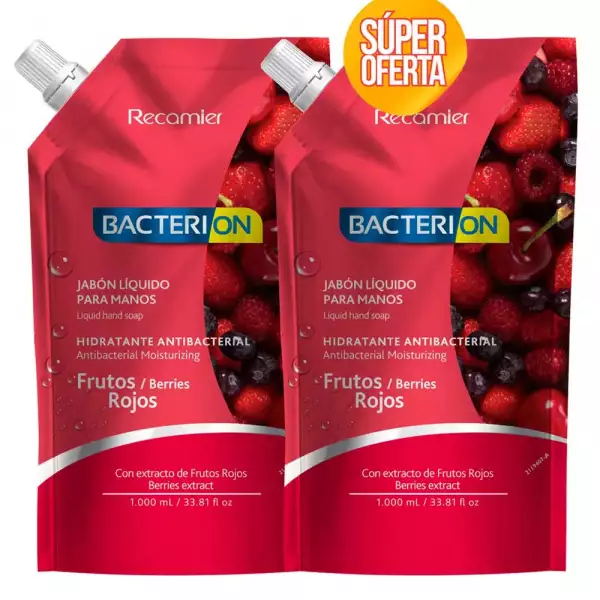 JABÓN LIQUIDO BACTERION FRUTOS ROJO X2 X1000ml