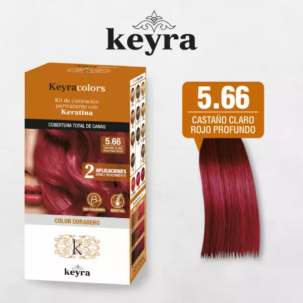 KIT TINTE KEYRA TONO No 5.66 CASTAÑO CLARO RJ