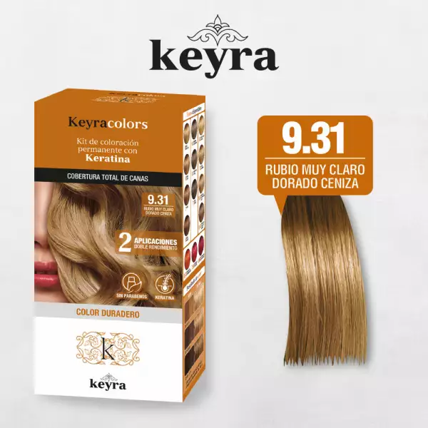 KIT TINTE KEYRA TONO No 9.31 RUBIO MUY CLARO DO