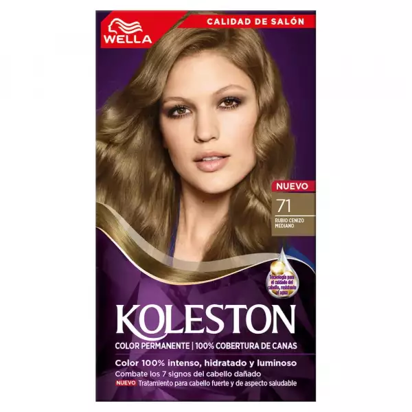 KIT TINTE KOLESTON TONO No. 7.1 RUBIO CENIZO MEDIO