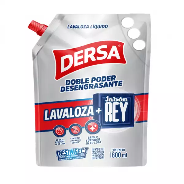 LAVALOZA LIQUIDO DERSA + JABON REY DOYPACK X1800ml