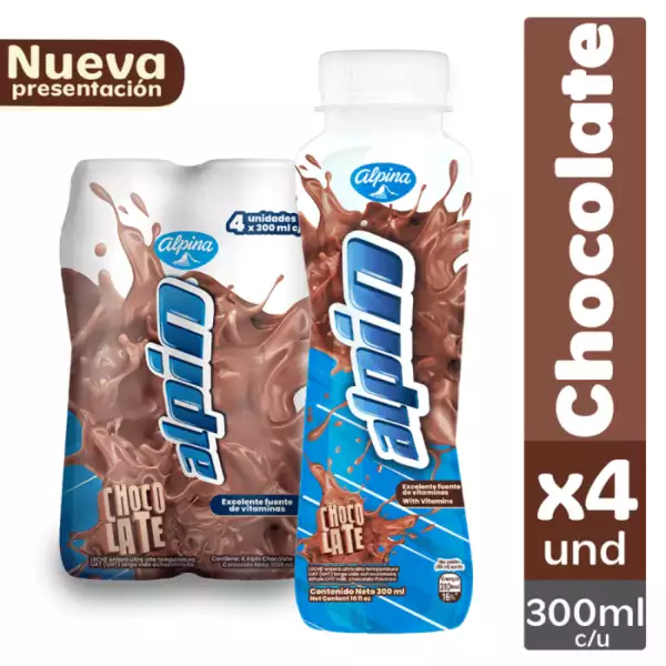 LECHE SABORIZADA ALPIN CHOCOLATE BOTELLA X4 X300ml