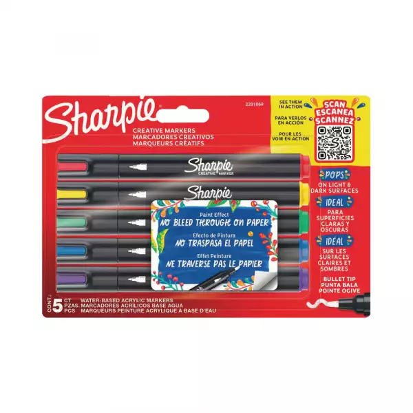 MARCADOR SHARPIE ACRYLIC PUNTA BALA X5u