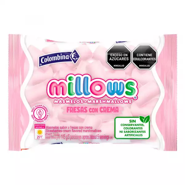 MASMELO MILLOWS FRESAS CON CREMA X145g
