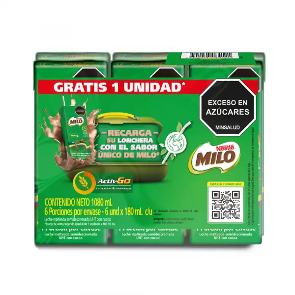 MILO ACTIV GO RTD PAGUE 5 LLEVE 6 X180ml