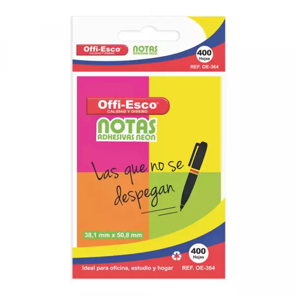 NOTAS OFFI-ESCO ADHESIVA NEON REF 364 X400HJ
