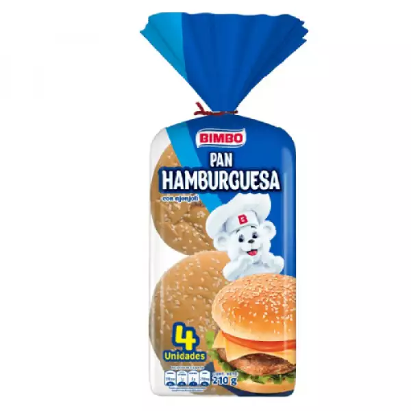 PAN BIMBO HAMBURGUESA X4 X210g