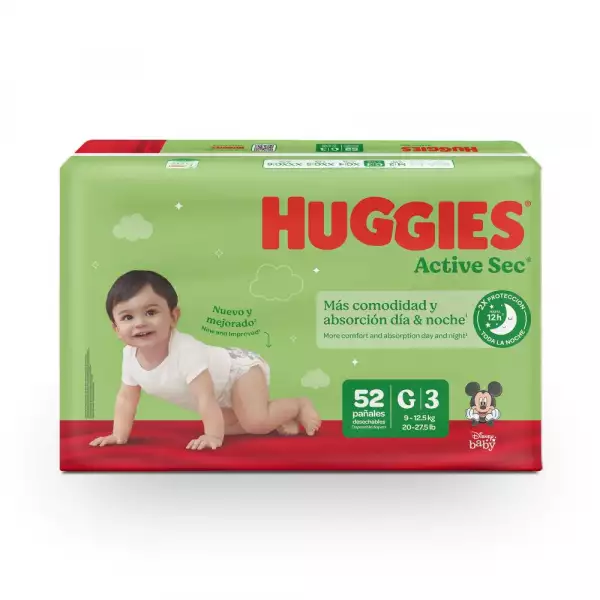PAÑAL HUGGIES ACTIVE SEC ETAPA 3 X52u