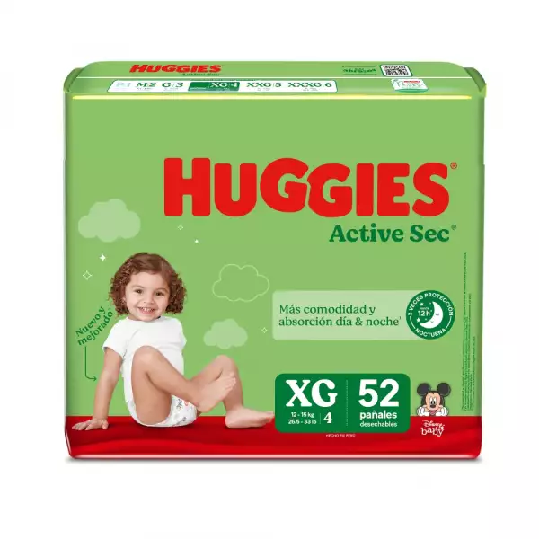 PAÑAL HUGGIES ACTIVE SEC ETAPA 4 X52u