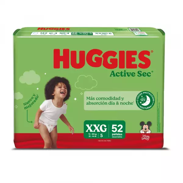 PAÑAL HUGGIES ACTIVE SEC ETAPA 5 X52u