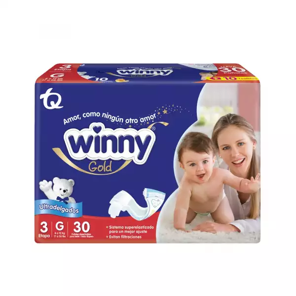 PAÑAL WINNY ULTRATRIM GOLD ETAPA 3 X30u + TOALLAS AVENA X10u
