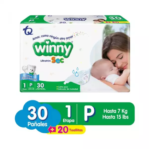 PAÑAL WINNY ULTRATRIM SEC ET1P X30u + TOALLAS