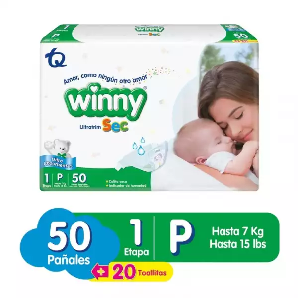 PAÑAL WINNY ULTRATRIM SEC ET1P X50u + TOALLAS