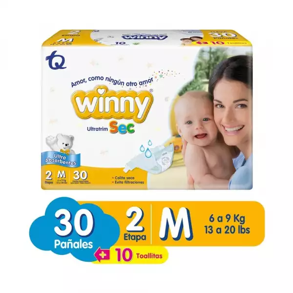 PAÑAL WINNY ULTRATRIM SEC ET2M X30u +TOALLAS