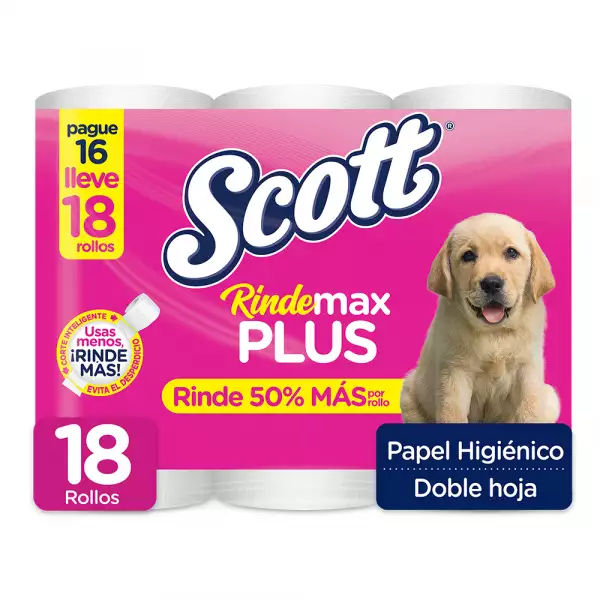 PAPEL HIGIENICO SCOTT RINDEMAX PLUS 2H X18R X36mt