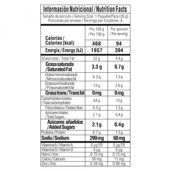 PASABOCAS TOSH PITAS CHIPS MAIZ X6 X20g