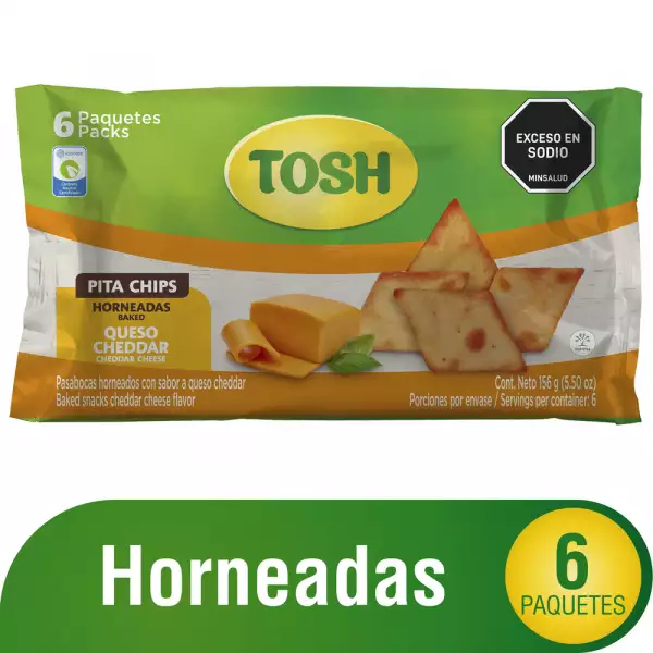 PASABOCAS TOSH PITAS CHIPS QUESO X6 X26g