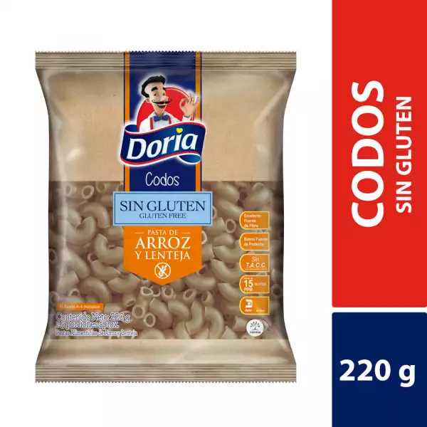 PASTA DORIA CODOS SIN GLUTEN X220g