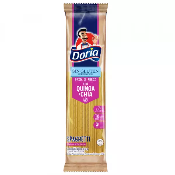PASTA DORIA SPAGHETTI SIN GLUTEN CHIA QUINUA X250g