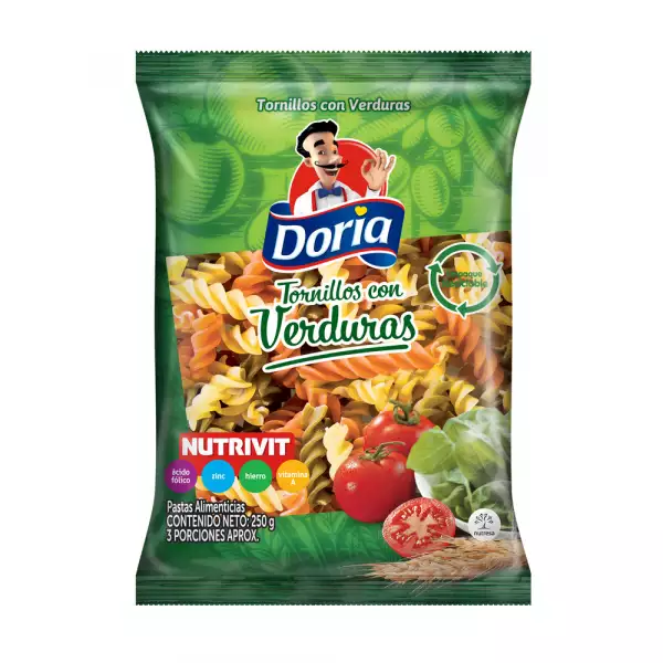 PASTA DORIA TORNILLOS VERDURAS X250g