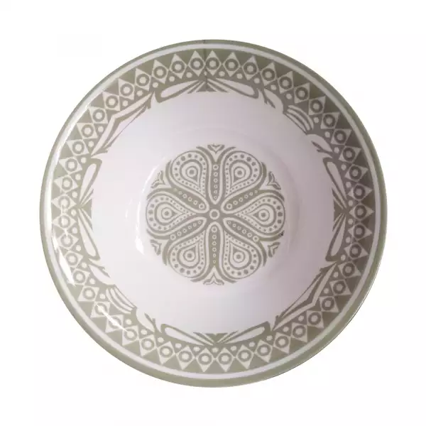 PLATO HONDO REDONDO ESTAMPADO MANDALA GRIS 18cm