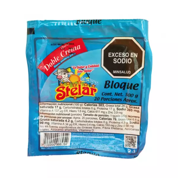 QUESO STELAR DOBLE CREMA ENTERO X500g