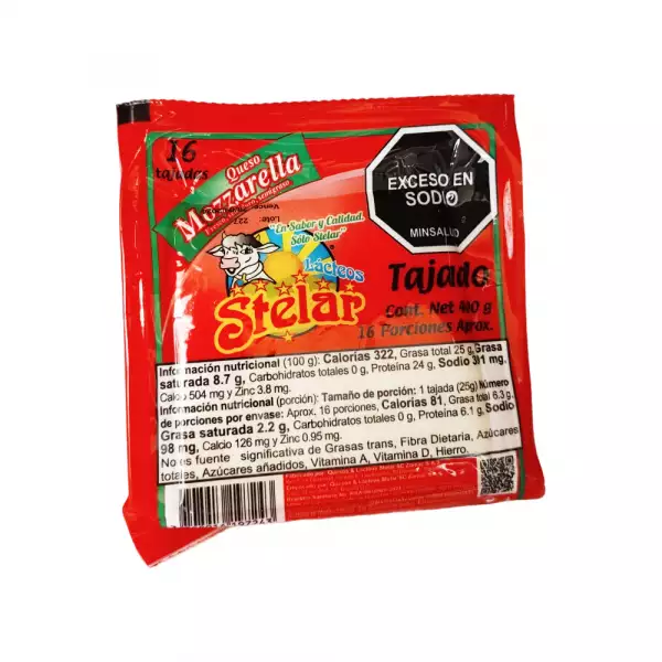 QUESO STELAR MOZARELLA TAJADO X400g