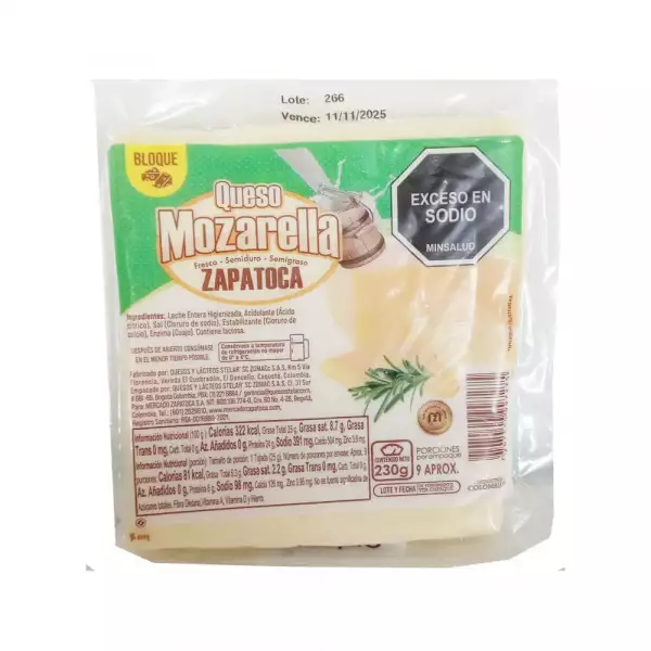 QUESO ZAPATOCA MOZARELLA ENTERO X230g