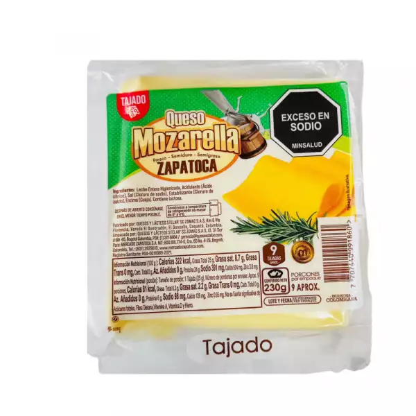 QUESO ZAPATOCA MOZARELLA TAJADO X230g
