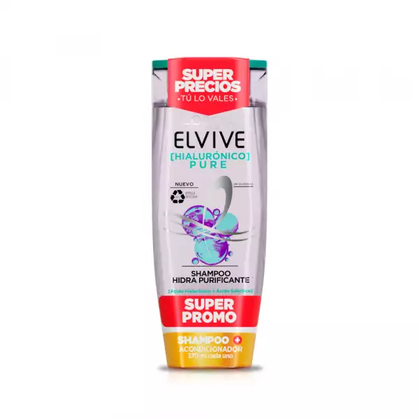 SHAMPOO ELVIVE HIALURONICO PURE X370ml + ACONDICIONADOR X370ml