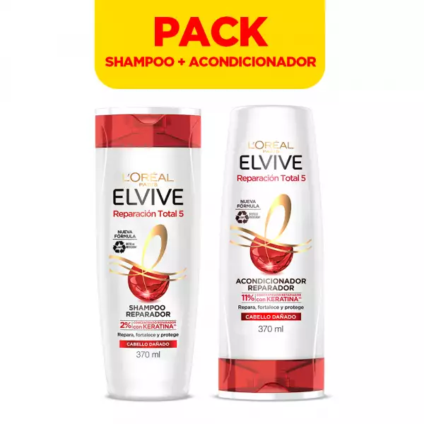 SHAMPOO ELVIVE REPARACION TOTAL X370ml + ACONDICIONADOR X370ml