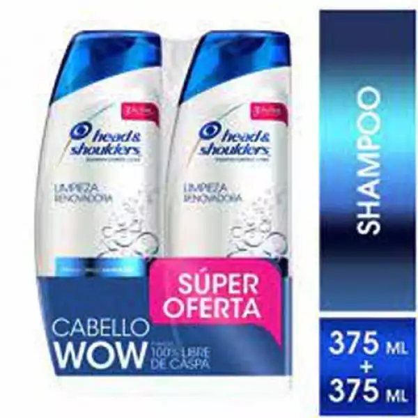 SHAMPOO HEAD SHOULDERS 2 EN 1 LIMPIEZA RENOVADORA X2 X375ml