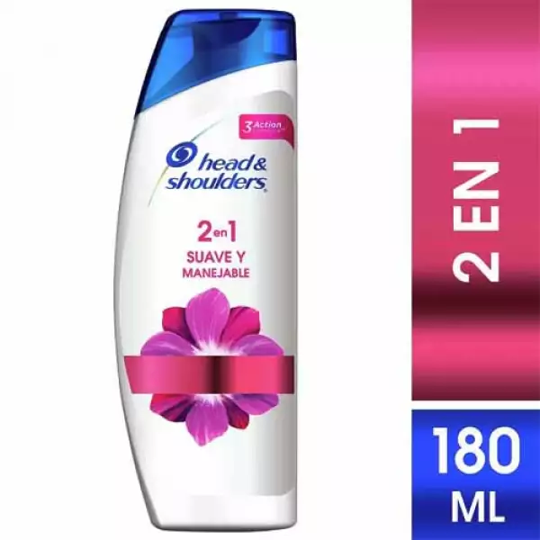 SHAMPOO HEAD SHOULDERS 2 EN 1 SUAVE Y MANEJABLE X180ml