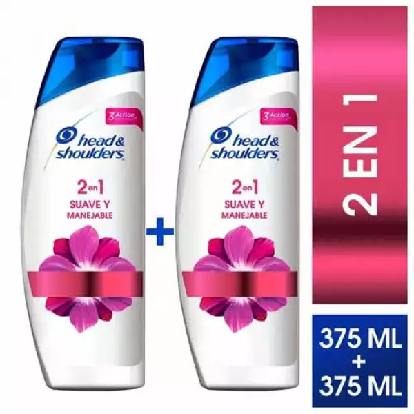 SHAMPOO HEAD SHOULDERS 2 EN 1 SUAVE Y MANEJABLE X2 X375ml