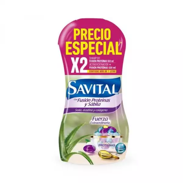 SHAMPOO SAVITAL FUSION PROTEINAS X550ml + ACONDICIONADOR X530ml