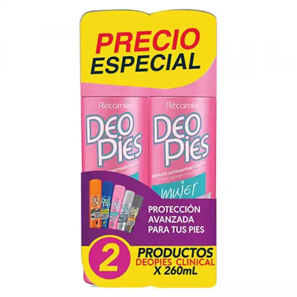 TALCO SPRAY DEO PIES MUJER X2 X260ml