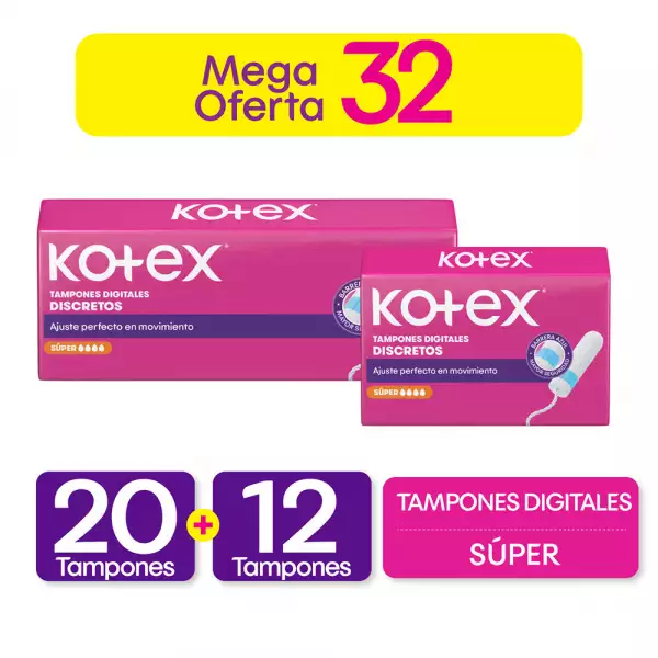 TAMPONES KOTEX SUPER X20un+12u