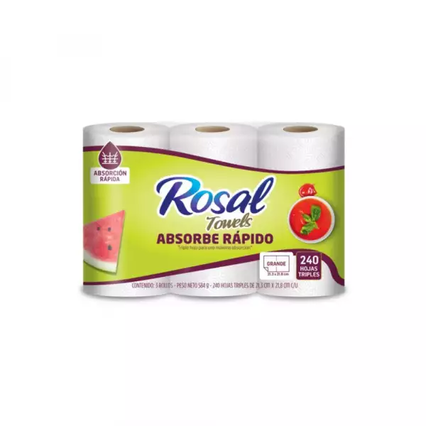 TOALLA DE COCINA ROSAL PLUS X3 ROLLOS