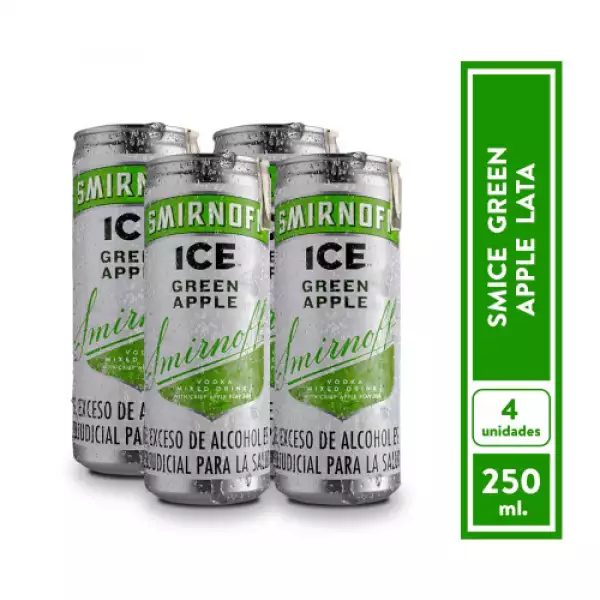 VODKA SMIRNOF GREEN APPLE LATA X4 X250ml