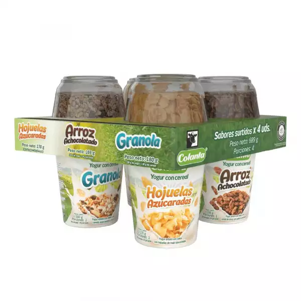YOGURT CON CEREAL COLANTA SURTIDO X4 X170g