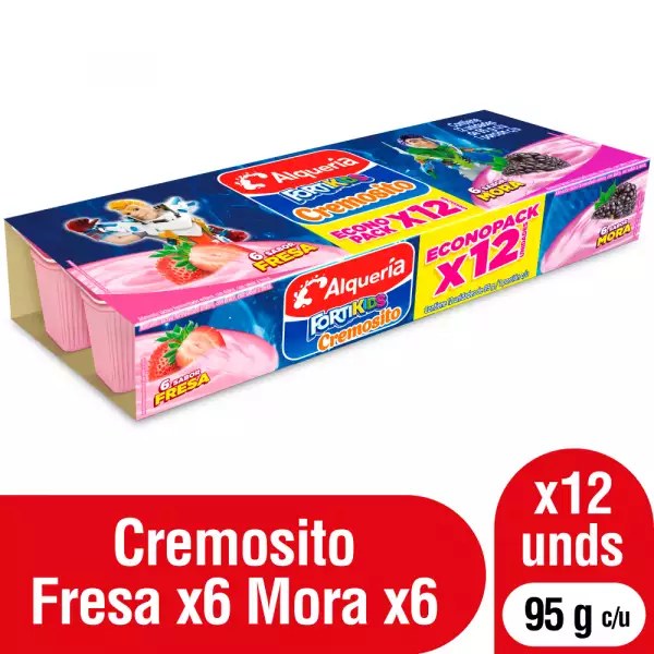 YOGURT FORTIKIDS FRESA MORA 12X95g